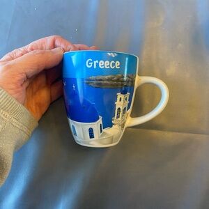 Greece Themed Blue and White Ceramic Mug